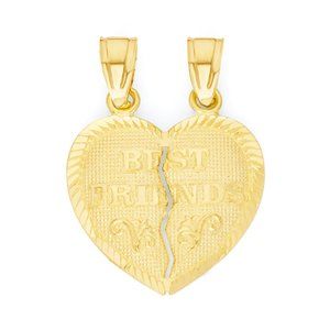 10k Solid Gold Breakable Best Friend Heart Pendant